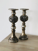 Load image into Gallery viewer, Ornate Bronze and Black Candle holder
