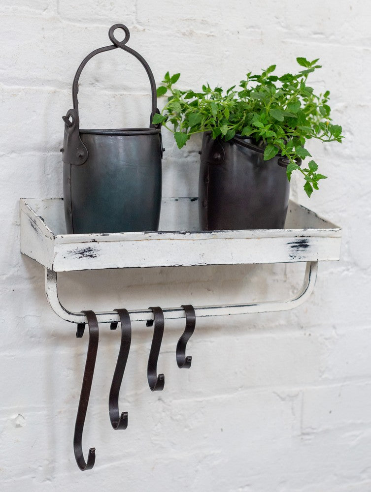 Winter white iron shelf with rail